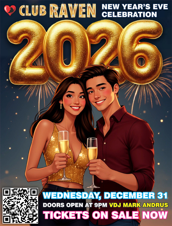 club raven new year's eve celebration 2026 doors open at 9pm vdj mark andrus wednesday december 31 tickets on sale now